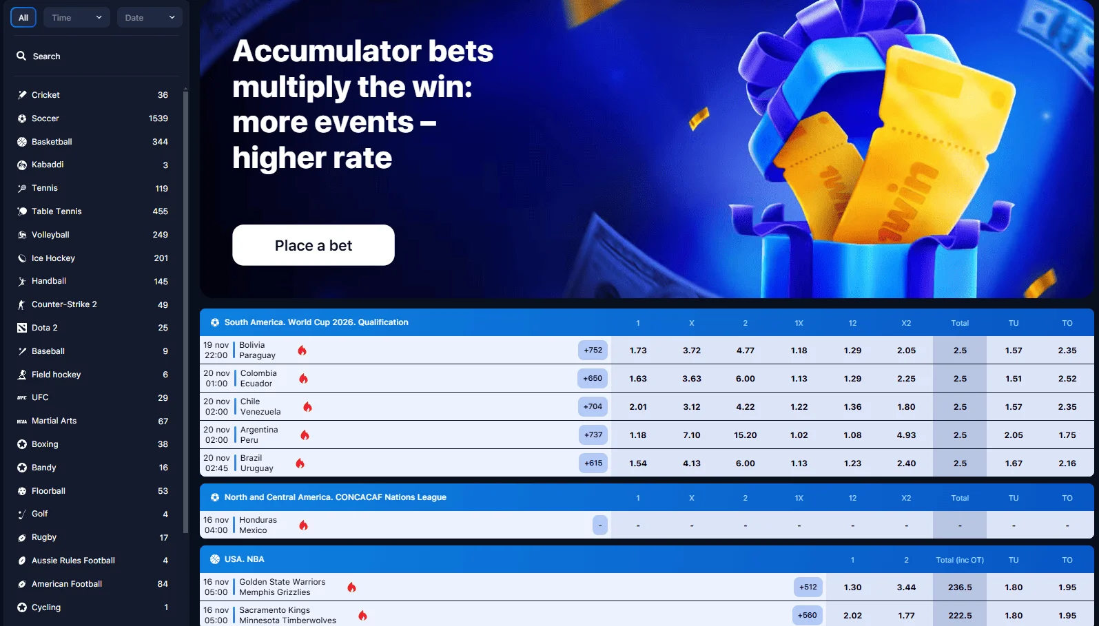 Sport markets on 1win Betting Platform